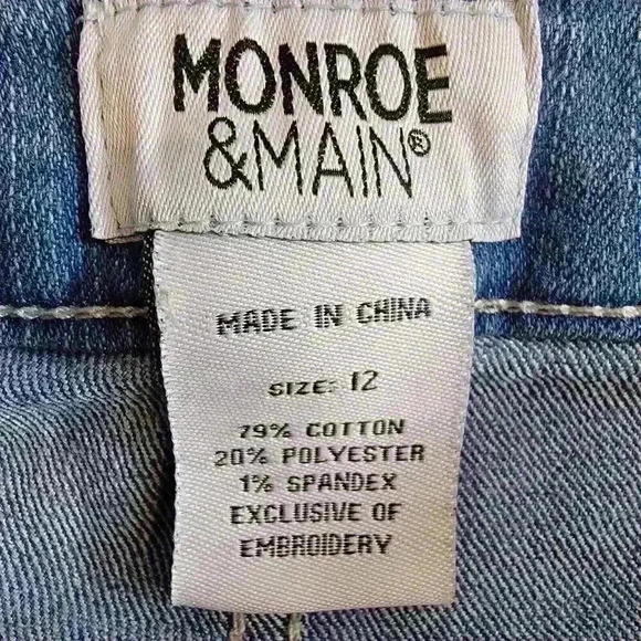 Monroe & Main Jeans Womens 12 Embroidered Floral Boho Raw Hem - Picture 13 of 16